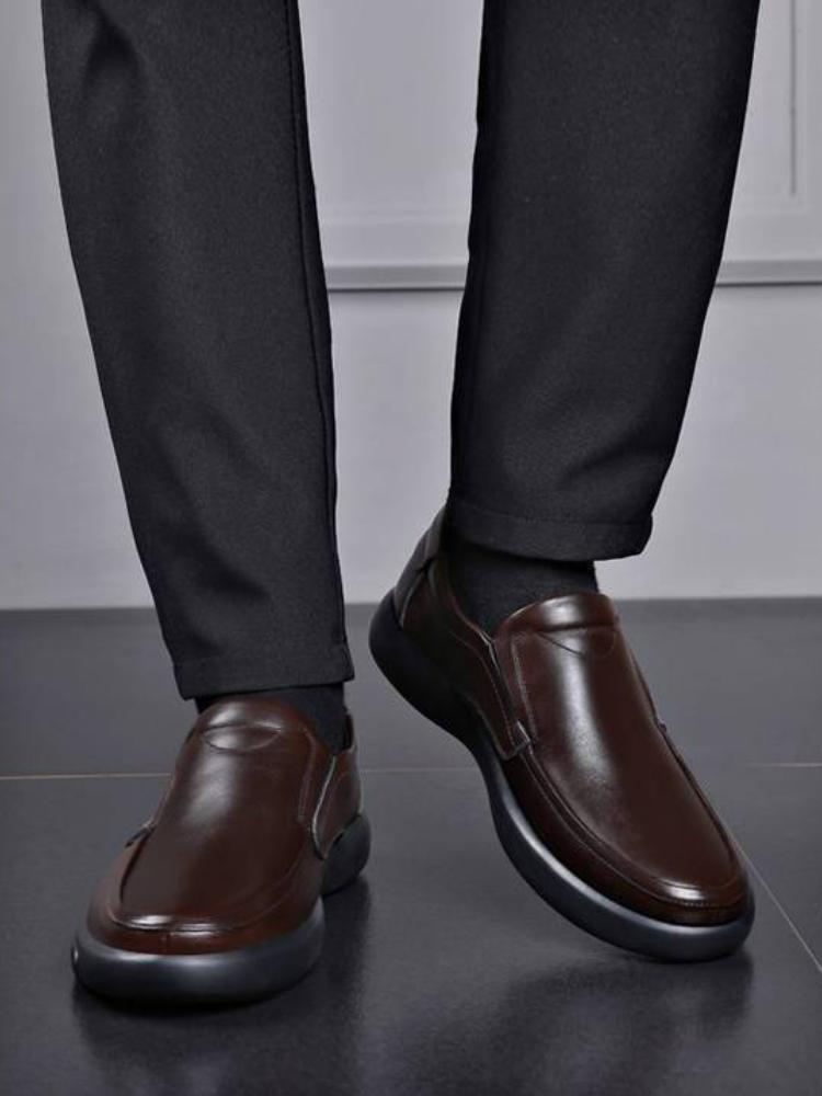 Fashion Office Chunky Male Casual Shoe Plain Moccasin In Promotion Social Cowhide Legitimate Classic Original Common Men's Leather Shoes