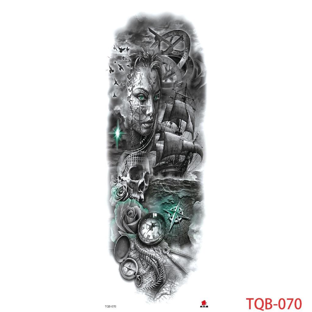 1 PC 480*170MM Large Temporary Tattoos Sleeve for Men Women Full Arm Selleve Tattoos Temporary Realistic Fake Wolf Tiger Lion Tattoo