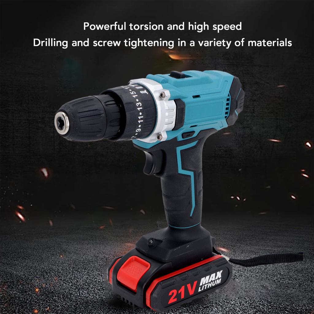 Набор электрической ручной дрели Беспроводная Щеточная Портативная Перезаряжаемая с 2 литиевыми батареями 21 В Синяя Электрическая ручная дрель Электроинструмент