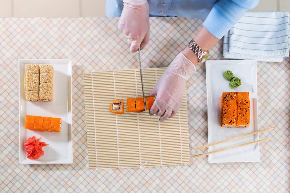 HTB Bamboo Sushi Sushi Толстые бамбуковые суши для приготовления суши Узкий рулон с изображением цветущей вишни, 24x24 см, антибактериальный, ролл, Ehomaki, Ehomaki,