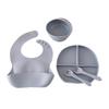 Baby Silicone Tableware Set Newborn Baby Complementary Tableware Silicone Compartmentalized Meal Plate Complementary Bowl Bib Feeding Set