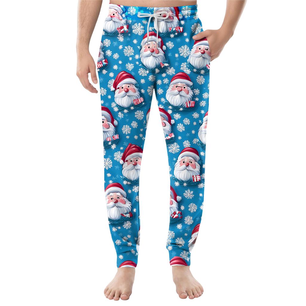 Мужские повседневные брюки с карманами на кулиске и манжетами, домашние брюки для сна