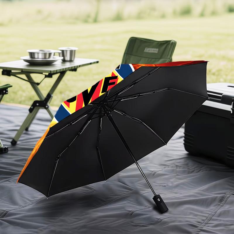 Vill-arreal Flames Automatic Folding Umbrella - 8-Rib Travel Umbrella with Auto Open/Close & Portable Gifts for holidays or birthdays