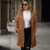Women's Fashion Casual Solid Color Print Autumn Winter Long Sleeve Hooded Jackets & Coats