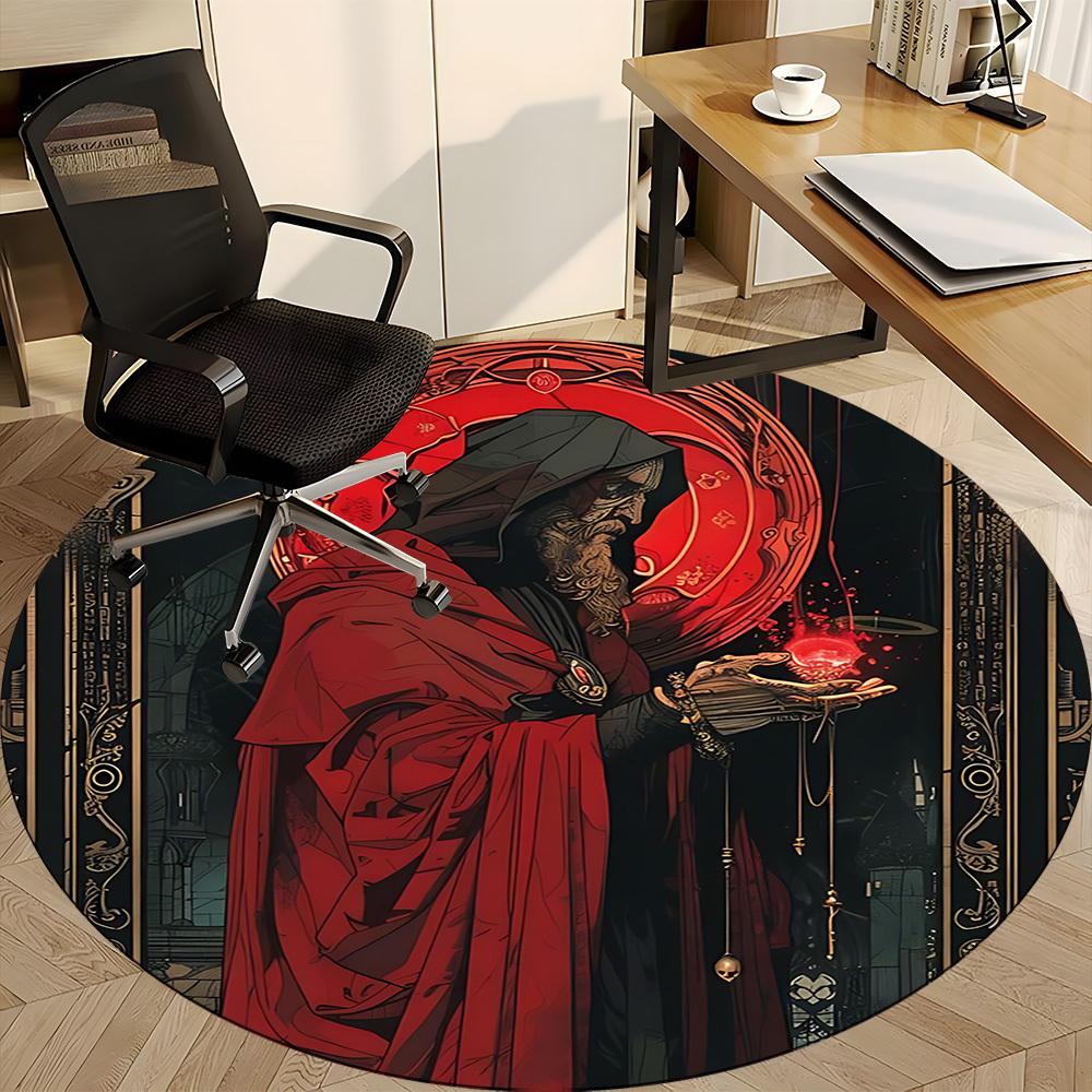 1PC Mage Flame Office Round Area Rug, Mat Suitable For Office, Under Office Chairs Bedroom Living Room Home Decor, Room Deco