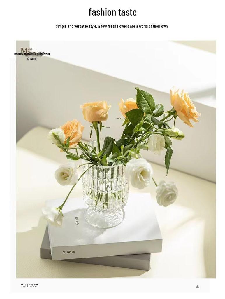 Европейская стеклянная ваза на высокой ножке: Креативный гидропонный прозрачный дизайн для элегантного домашнего декора