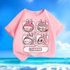 LABUBU Новая футболка детская с коротким рукавом и круглым вырезом, разноцветная, с принтом выражения LABUBU, универсальный детский топ