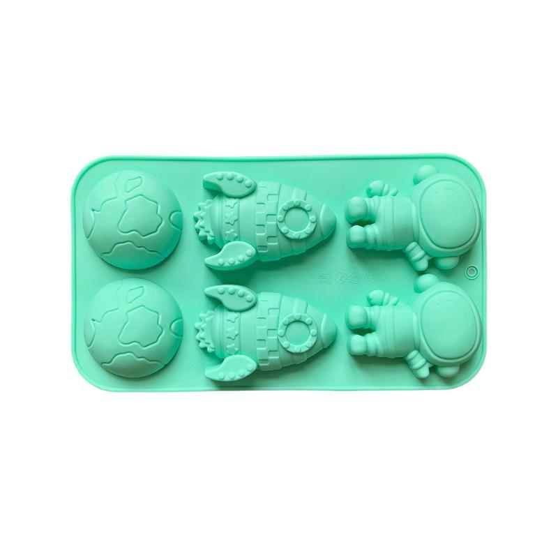 6 Cavity Astronaut Silicone Molds Rocket Planet Space Themed Baking Mould Tray DIY Cake Decoration Accessories