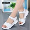 Genuine Leather Women Sandals Shoes Platform Ladies White Sneakers Sandals Shoe  Summer Open Toe Fashion High Heel Footwear