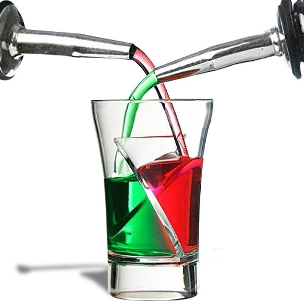 5 Twister Shot Glasses with Double Compartment Double Chamber