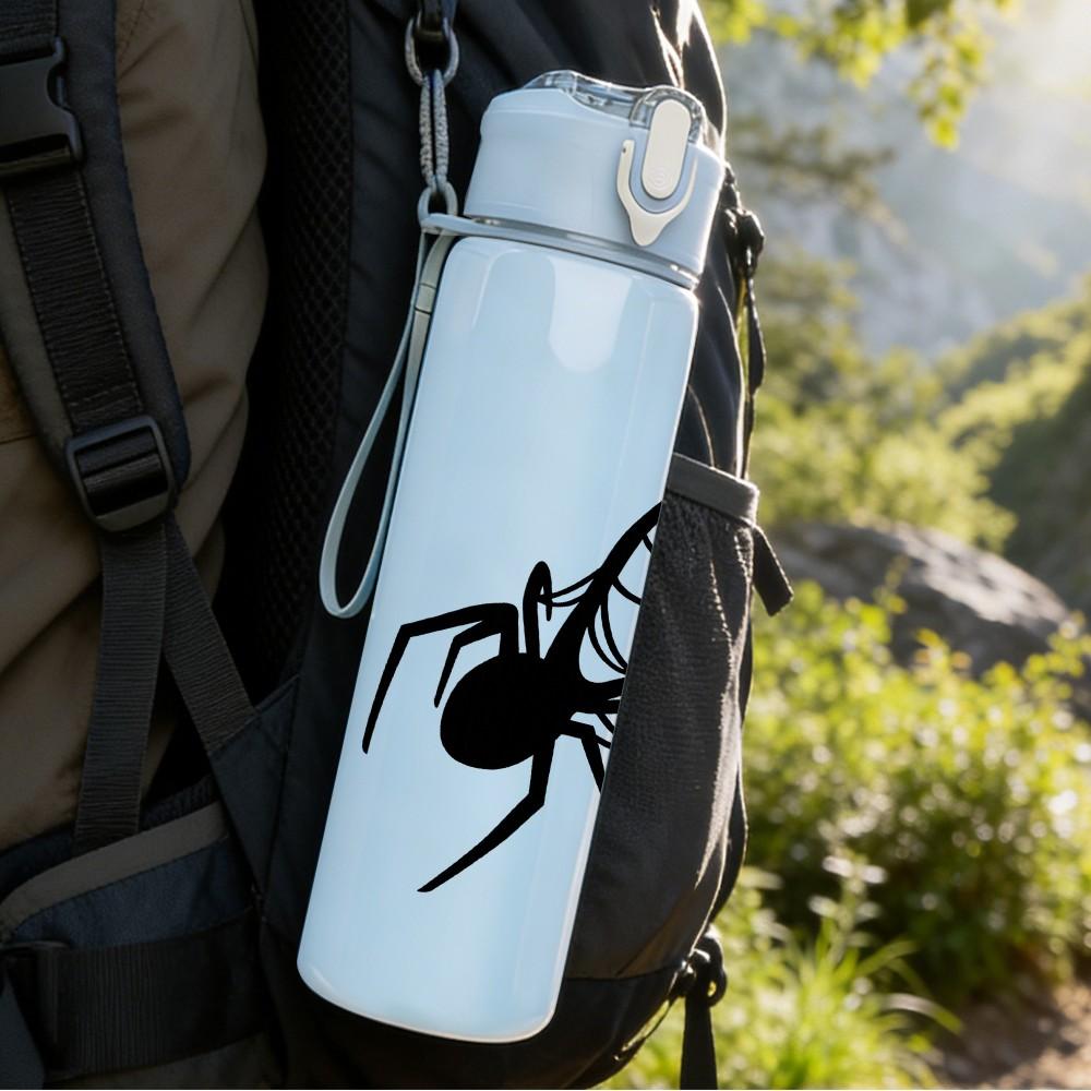 1PC Long Leg Spider Insect Sketch Print 750ml Color Plastic Sports Water Bottle Leakproof Flip Straw Lid Suitable for Sports Office Home Use