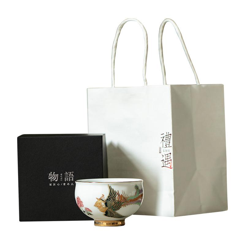 High-end teacup large master cup gift box packaging business gift ceramic teacup Dehua white porcelain teacup gift