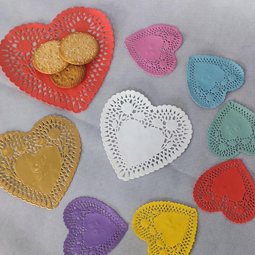 100 шт./набор элегантных бумажных салфеток для поделок 4 дюйма/6 дюймов в форме сердца, полые кружева, впитывающие масло бумажные валентинки для выпечки, Deocr