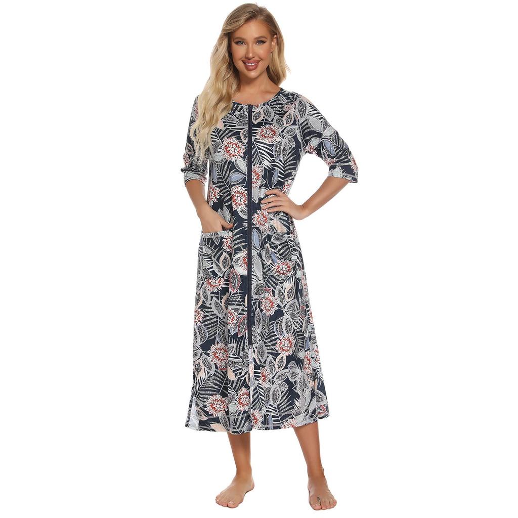 Bright Deer Женский халат для беременных на молнии с длинным рукавом 3/4, халат для родов в больнице, ночные рубашки для кормления, домашний халат, шезлонг, одежда для сна