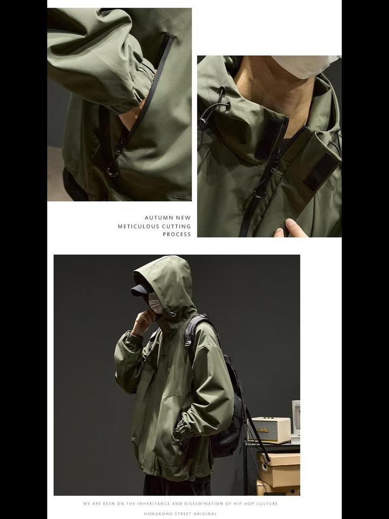 Мужская свободная куртка для альпинизма с капюшоном: Японская мода, американская повседневная мода, весна/осень