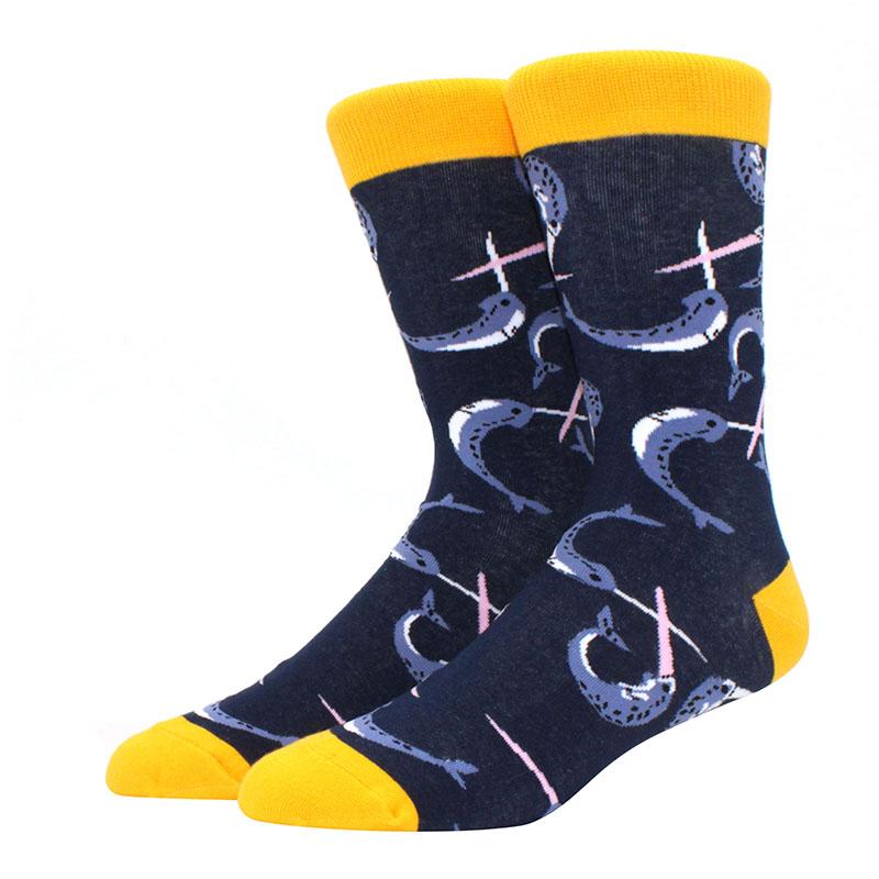 1 пара мужских забавных хип-хоп носков средней длины с принтом скейтборда, пива, счастливого искусства, EU38-46