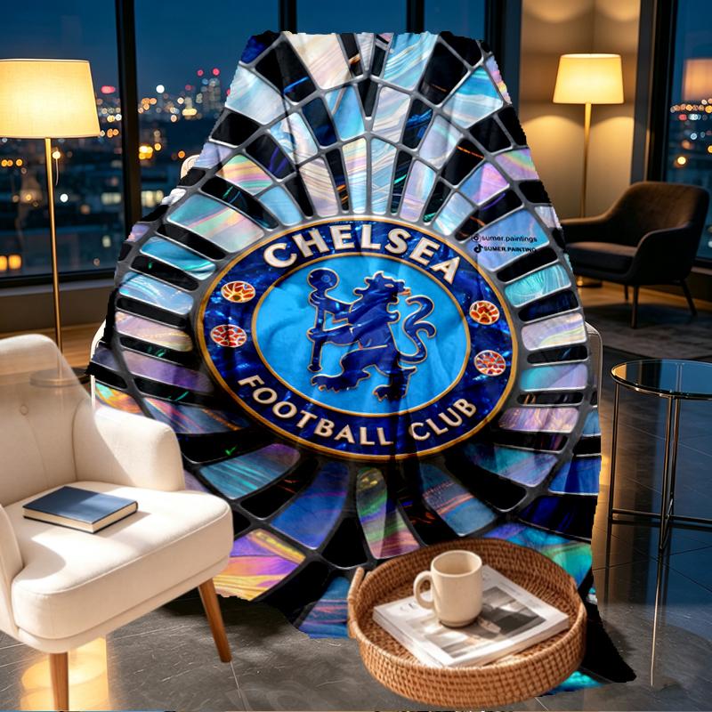 Плед Chelsea F.C. - Мягкий и Удобный, для Спальни, Путешествий, Дивана, Домашнего Декора - Подарок на День Рождения, Рождество для Друга