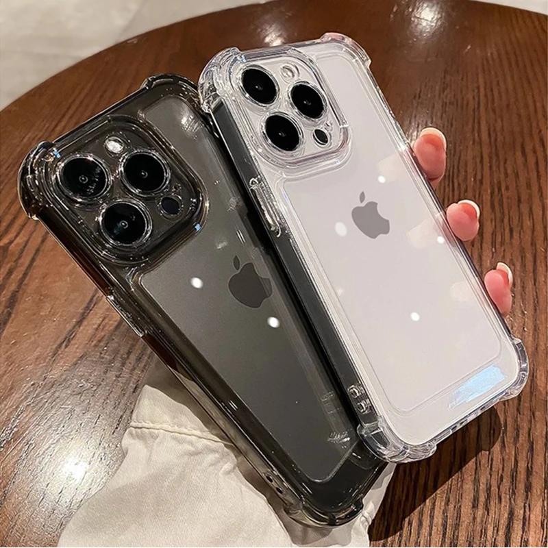 Роскошный прозрачный силиконовый бампер Чехол для телефона Для iPhone 16 15 14 13 12 11 Pro Max XR X XS 7 8 Plus SE Ударопрочный прозрачный чехол