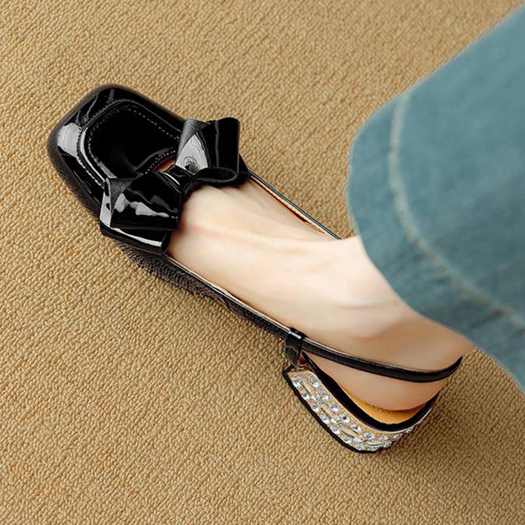 Krazing Pot Овчина Коровья кожа Летний Размер 40 Средний каблук Украшение бантиком Квадратный носок Слингбэк Свадебные туфли-лодочки