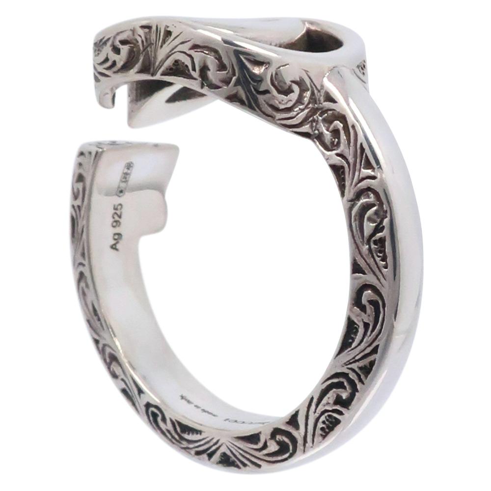 GUCCI Double G key ring Ring 627760 J8400 0701 Silver925 #6.6(US Size) 5.6g Women Used