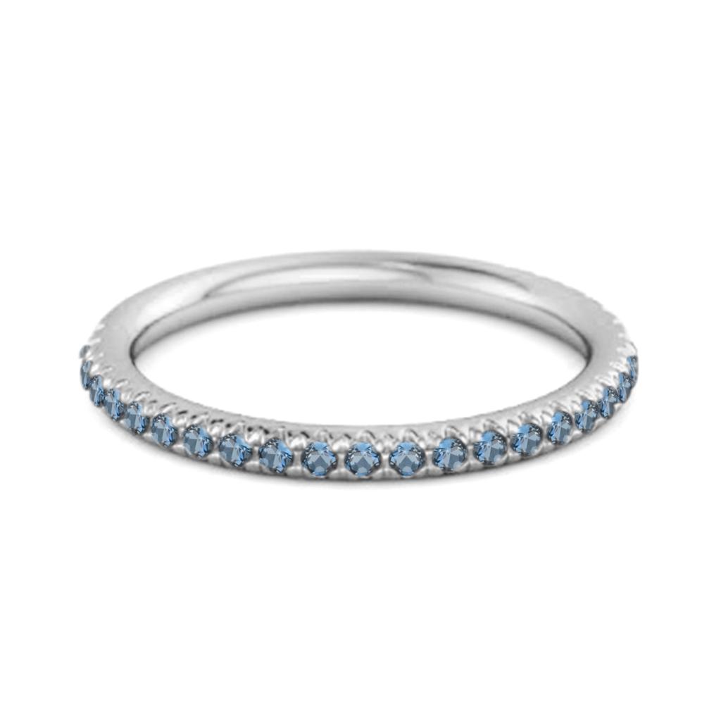 London Blue Topaz Round Eternity Ring - 925 Sterling Silver