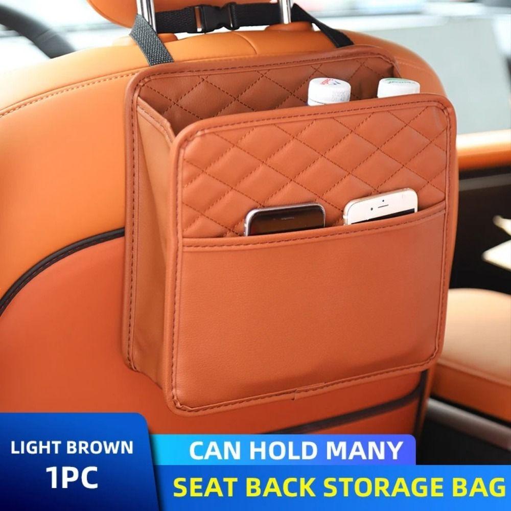 Multifunctional Car Backseat Storage Bag Adjustable Vehicle Leather Storage Bag Automobile