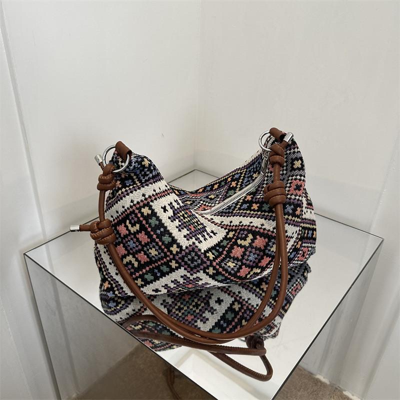 Модная винтажная этническая женская сумка через плечо из мягкого хлопка и льна, средняя