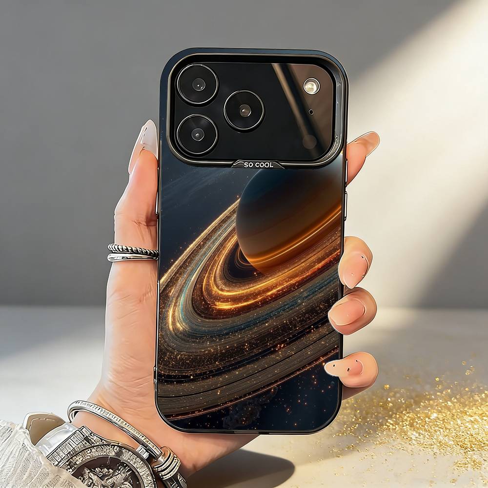 Чехол для телефона S-Сатурн S-Солнечная система Для iPhone17 16 15 14 13 12 Pro Max Серый Черный Матовый Лазерный Металлик Аврора Funda