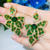 E0302 Exaggerated Personality Temperament Earrings, Shining 3A Zircon Leaf Earrings Needle