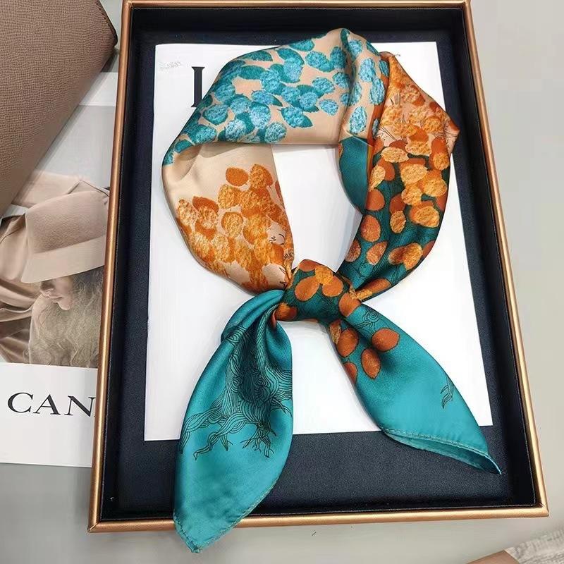 Luxury Silk Shawl Square Scarf for Women Satin Fashion Wraps Neckerchief Female Hair Bands Ribbon Headband Bandana Woman Hijab
