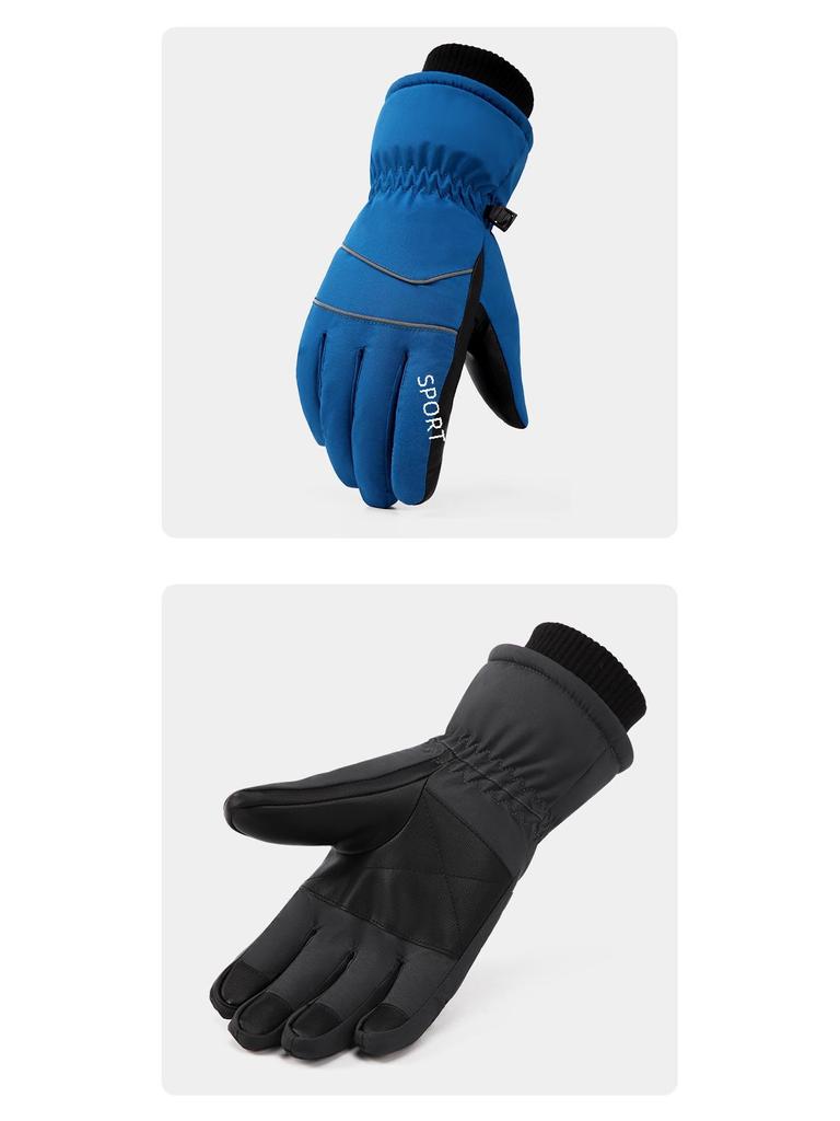 Men's Cold-Proof Thick Velvet Windproof Touchscreen Ski & Motorcycle Gloves for Winter Outdoor Activities