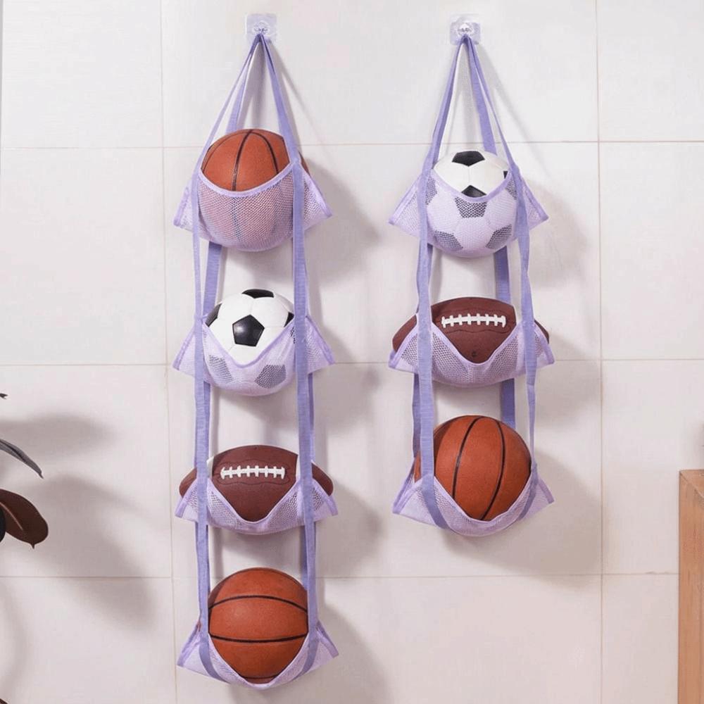 Wall Mounted Sundries Mesh Hanging Bag Large Capacity Mesh Pockets Organizer  Basketball