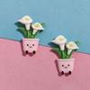 2Pcs Cartoon Potted Plants Fridge Magnet Resin 3D Potted Cactus Aloe Lily Tulip Flower Refrigerator Magnet Kitchen Home Office