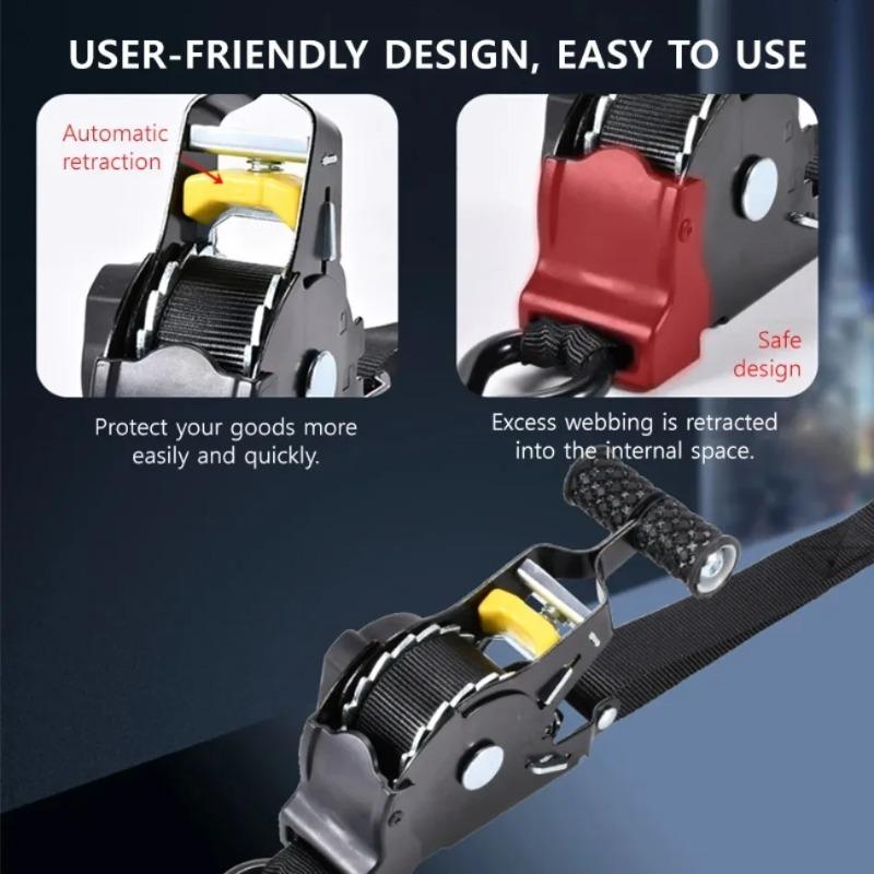 Automatic Retractable Ratchet Strap 680KG 330CM for Cargo Truck Motorcycle Transport Travel Quick Release Heavy Duty Straps