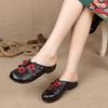 Летняя мода Женская обувь Сандалии из натуральной кожи Шлепанцы Ретро цветы Закрытый носок Женские лоферы Балетки Обувь Sandalias WSH3366