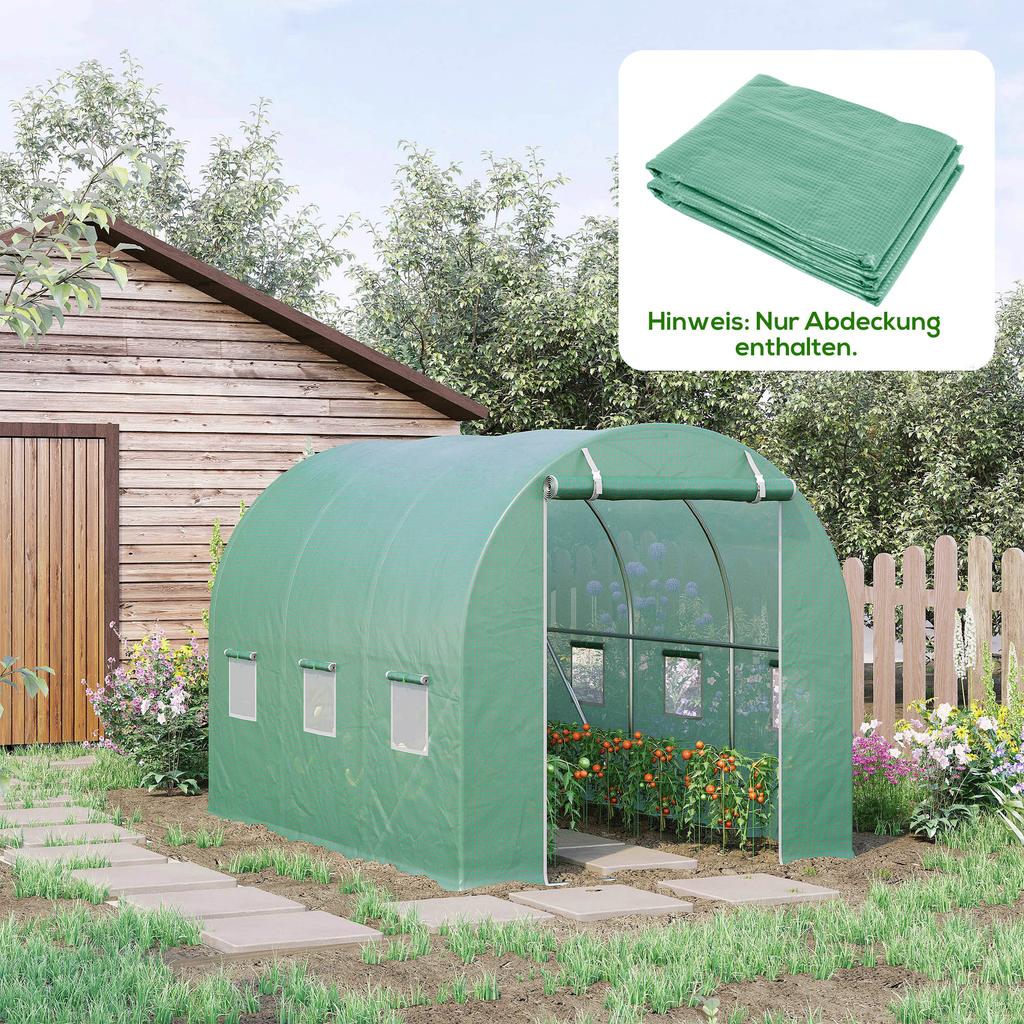 Greenhouse film, 3 x 2 x 2 m, waterproof garden film with UV protection, plastic film without frame, tarpaulin, green