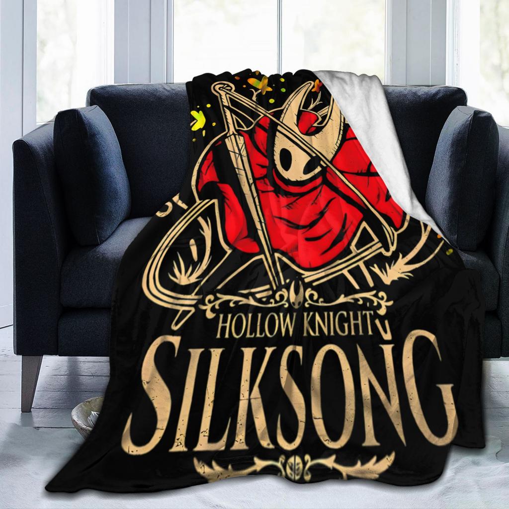 Hollow Knight Silksong Gothic Flannel Throw Fashion Blankets Indie Game for Bedspreads Knitted Fashion Blanket Office Ultra-Soft Multifuncti