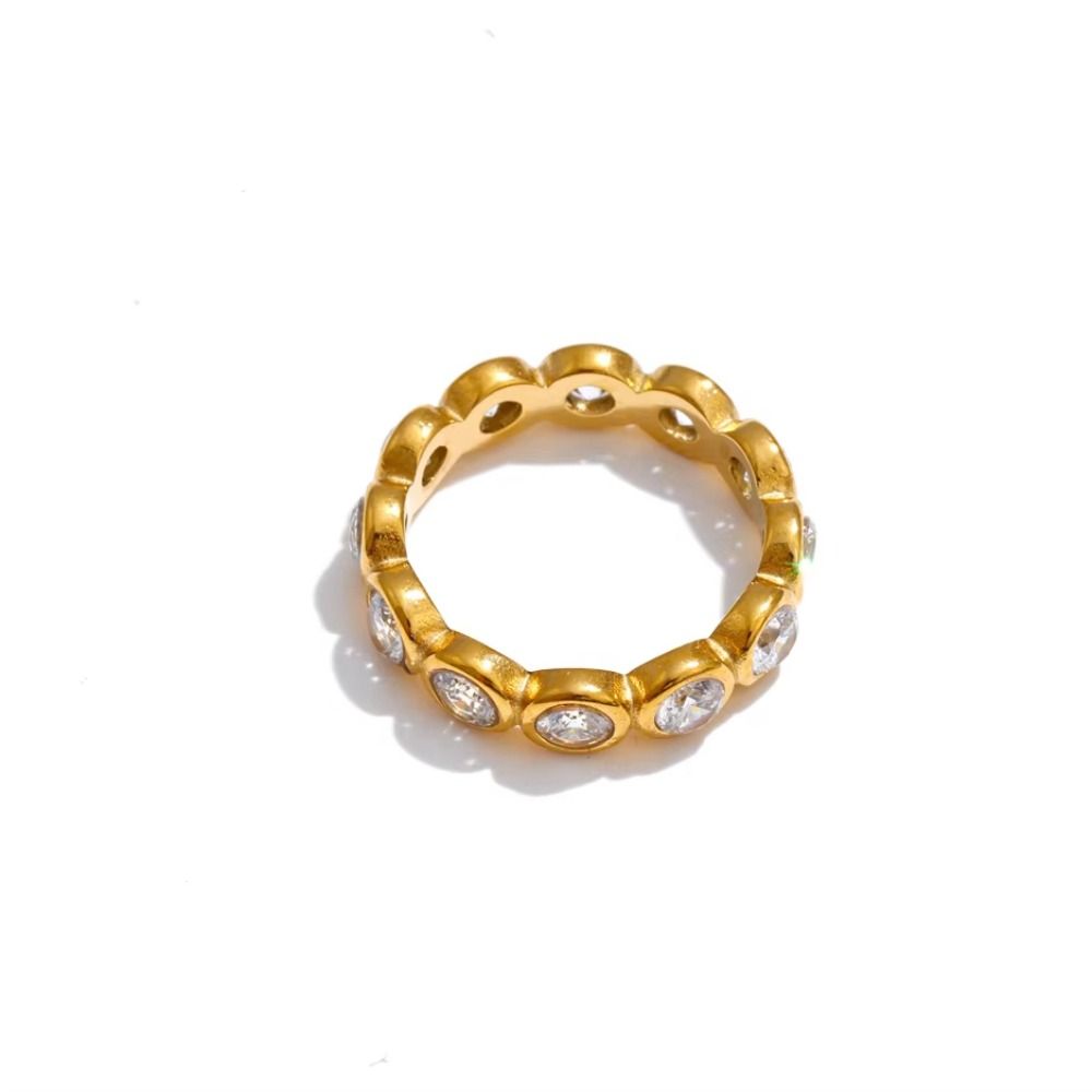 Size 7/8 Round Ring Stainless Steel Fashion Ring High Quality Cubic Zirconia Ring Daily Wear