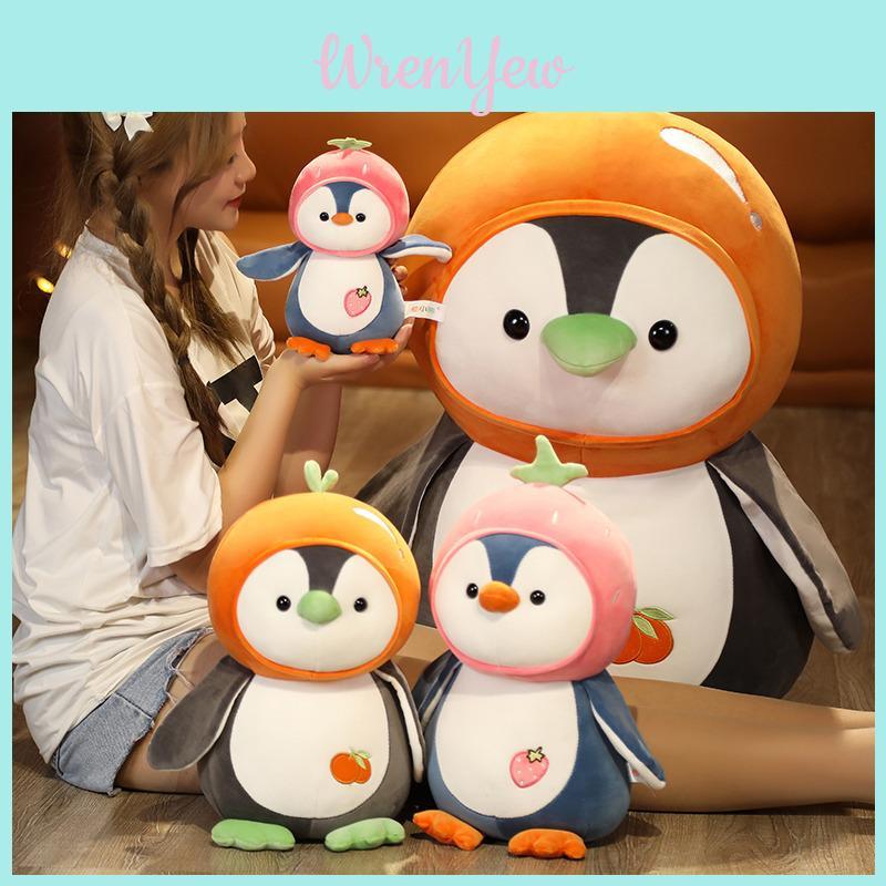 Adorable Fruit Penguin Plushie Stuffed Toy Animal Park Couple Penguin Doll Baby Sleep Companion Doll