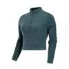 Fleece Mock Neck Slim Fit Long Sleeve Half Zip Sweatshirt Women Tops Green FV8029-338