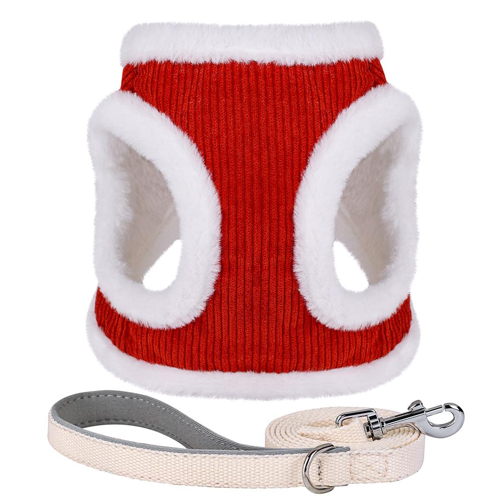 Зимний теплый комплект шлейки и поводка для собак, жилет для щенков и кошек для маленьких и средних собак, шлейки для чихуахуа и йоркширского терьера с соответствующим поводком