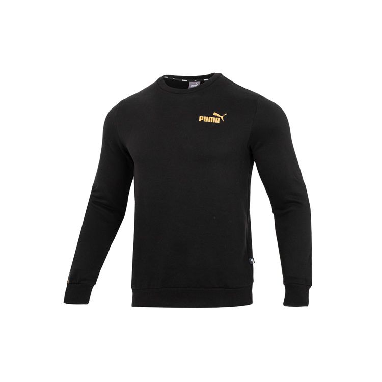 Puma Solid Color Logo Sport Casual Pullover Sweatshirt Men Tops Black 674346-01