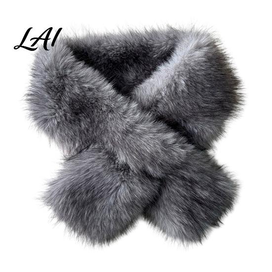 Soft Warm Wrap for Winter Coat Plush Cross Scarf Stylish Faux Fur Neck Warmer Warmer Women Double-Sided Thermal Elegant Scarf Ladies Girls