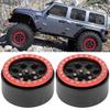 2Pcs 1.9 in RC Car Adhesivefree Aluminium Alloy Wheel Hub 8 Round Hole Accessory(red black )