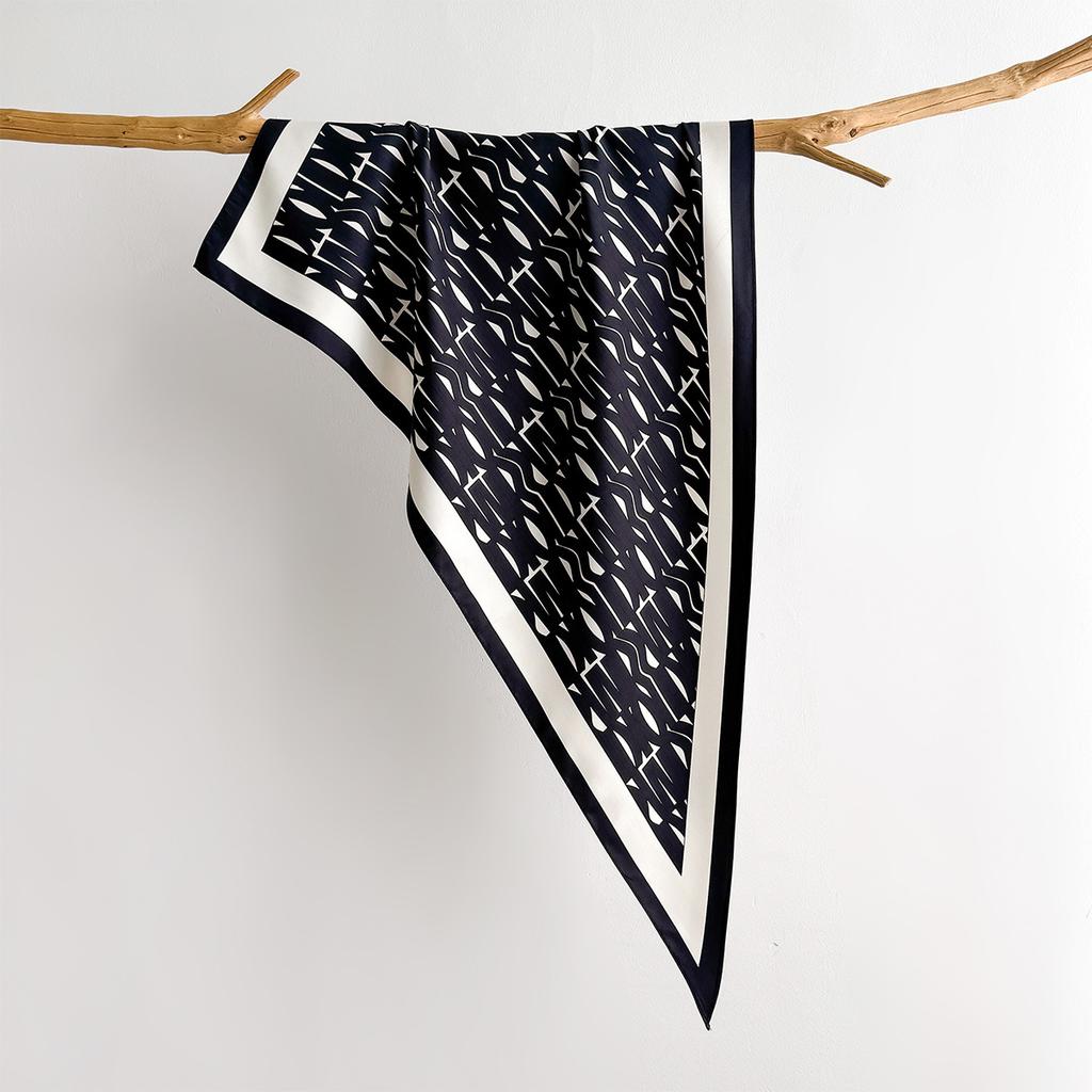 Designer Triangular Scarf Women Silk Feeling Satin Head Scarf Ladies Neck Kerchief Print Hair Bandana Shawl Wrap Foulard Lady