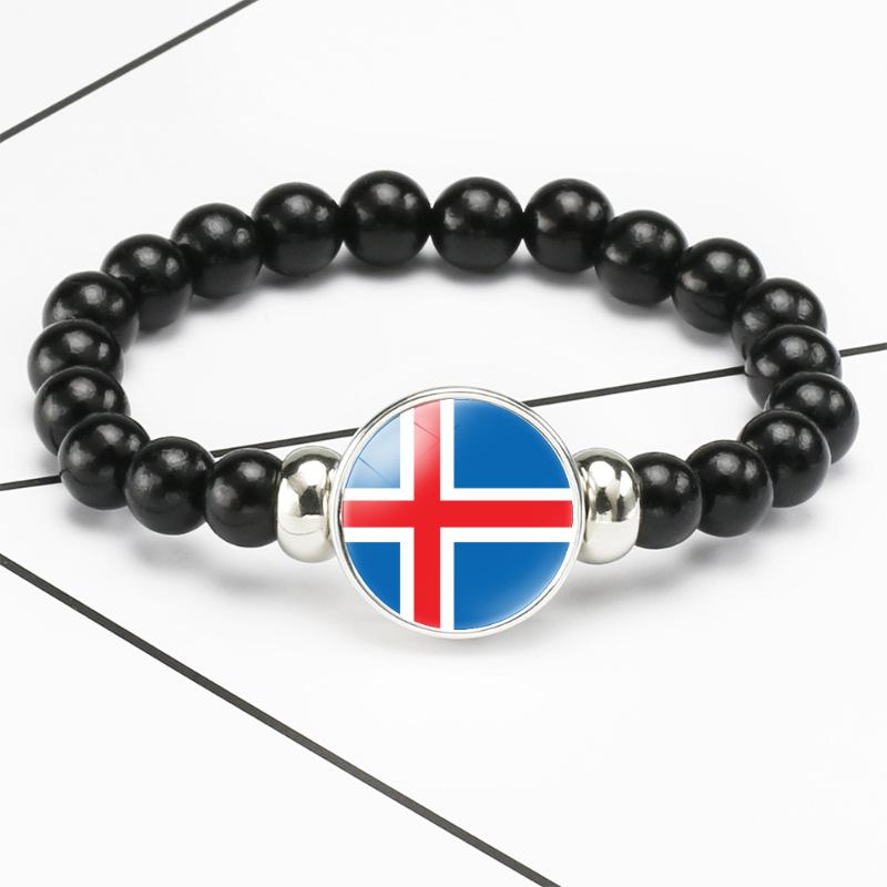 287 Countries National Flag Snap Button Elastic Band Beads Country Flag Independence Day Bead Jewelry Beaded Bracelet