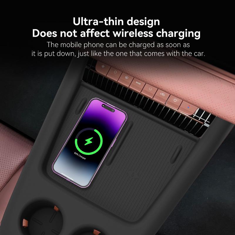Custom Fit Silicone Wireless Charging Pad & Cup Holder Liner for 2026 Nissan NX8 Anti-Slip Dust-Proof Console Mat All-in-One