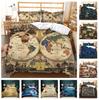 Minimalist Bedding Set with Map or Postcard Printed Down Duvet and Pillowcase 2/3 Pieces of Microfiber Fabric AU/DE/US/UK Home Decoration