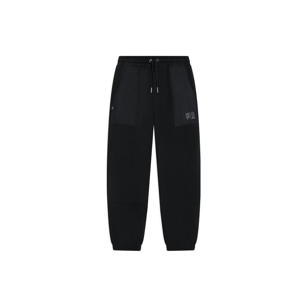 Li Ning Wade Series Solid Color Fleece Warm Loose Cuffed Sports Pants Men Bottoms Black AYKSA85-1