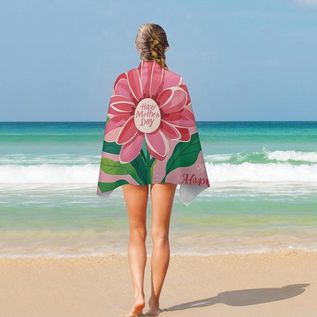 Happy Mother Day Beach Towels Mother's Day Towel Microfiber Quick-Dry Beach Towel For Yoga Tourism Beach GYM Camping Swimming